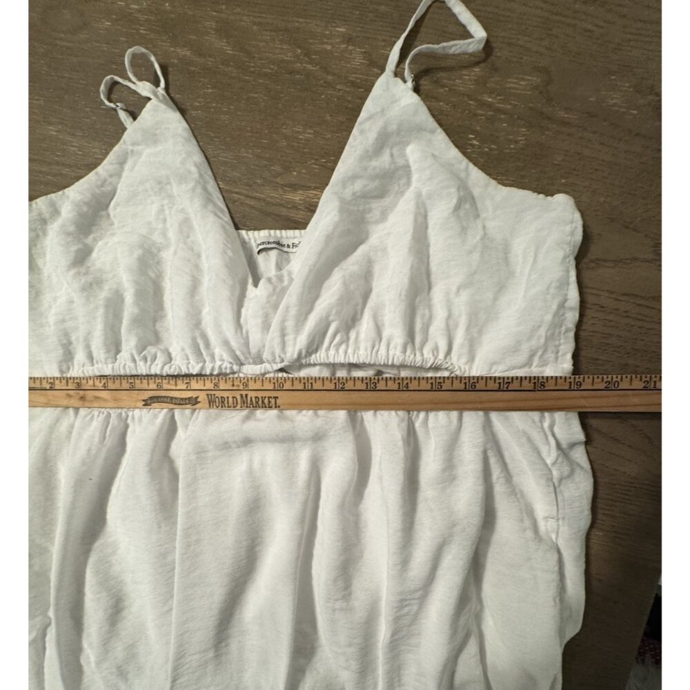 Abercrombie & Fitch XL Tiered Maxi Dress Cut Out White Pockets Lined Graduation - Picture 7 of 12